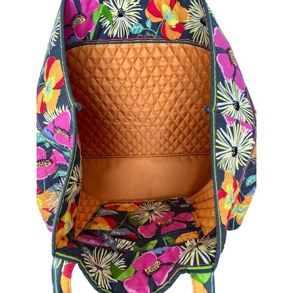 Vera Bradley Jazzy Blooms Quilted Large Tote Bag Colorful Floral & Dual Handles - Picture 8 of 14